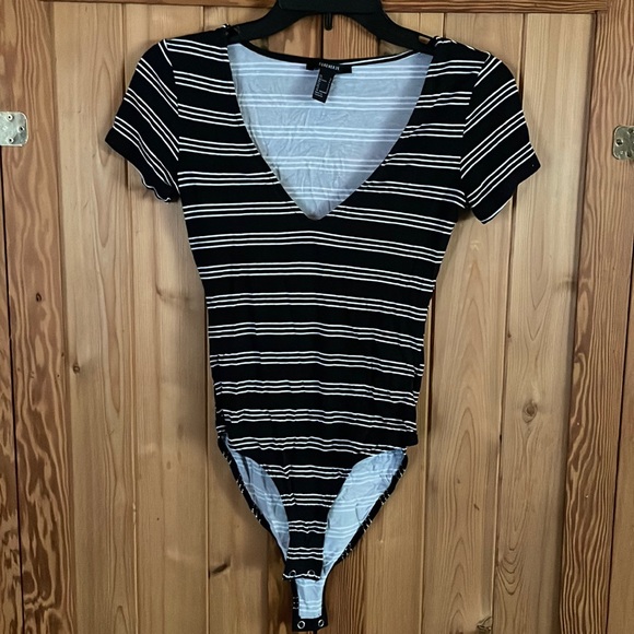 Black and White Striped Bodysuit - Picture 1 of 2